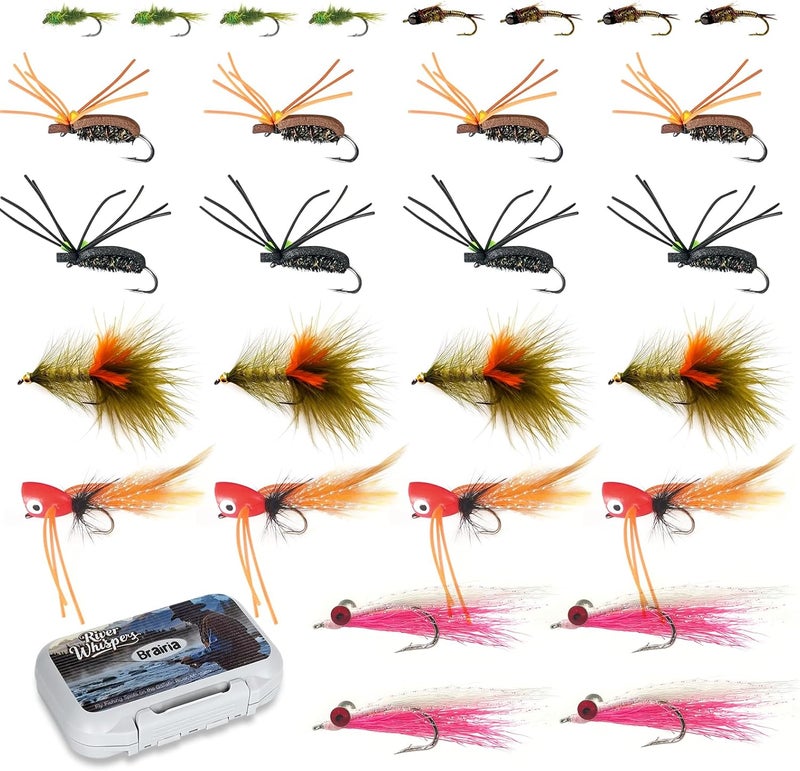 BRAIRIA Fly Fishing Flies Assortment with Waterproof Fly Box, Flies for Fly Fishing, 28/48/60/88pcs Dry/Wet/Nymph/Streamer Flies, Fly Fishing Lures, Trout Flies, Size # 6-20 Hooks - Image 1